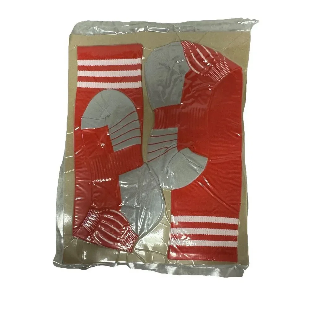 Lot of 2 Pair Soccer Socks Men Women Red‎ Large Unisex